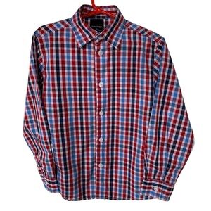 NAUTICA Oxford Shirt Button Front Checks Patriotic July 4th Boys Size 6